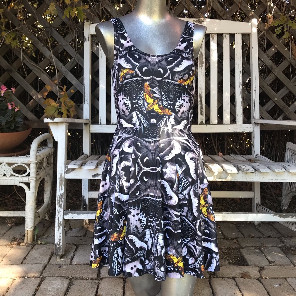 Black Milk Clothing Dark Moth Scoop Skater Dress